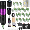 Zestaw do tatuażu Maszynka do Tatuażu Bezprzewodowa Pen Igły Tusze 2 baterie