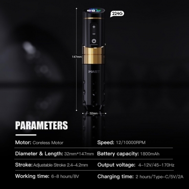 Maszynka do tatuażu Pen Mast Flip 3 Wireless Bezprzewodowa regulowany skok