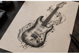 Tatuaż gitara — znaczenie, instrumenty i muzyczne wzory